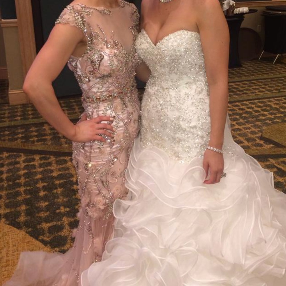 Mac Duggal Couture blush beaded dress - Picture 3 of 8